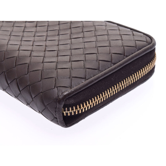Bottega Veneta round zipper long wallet brown intrecciato lambskin - Picture 3 of 12